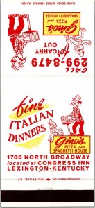 Vintage Matchbook Cover Gino's Pizza & Spaghetti House Lexington, Kentucky MB173