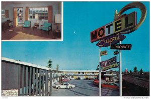 Capri Motel, Inside of one of the Rooms, Aerial View, Classic Cars, PORTLAND,...