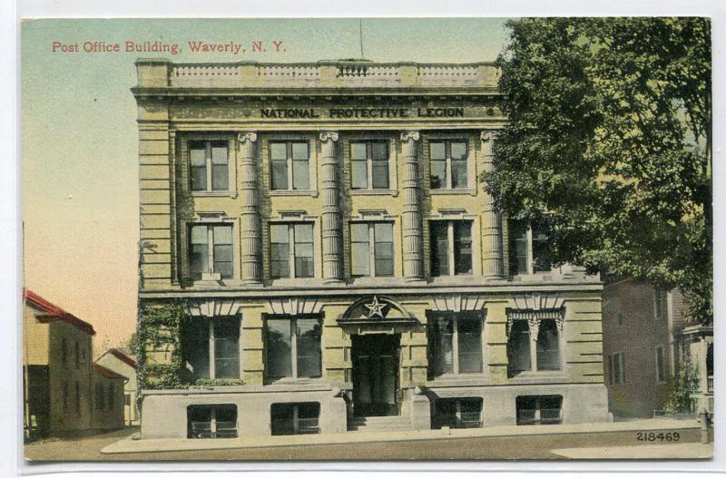 Post Office National Protective Legion Building Waverly New York 1910c