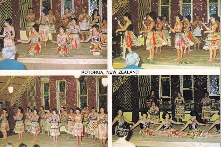 Rotorua New Zealand Cultural Poi Canoe Dance Group 1960s Postcard