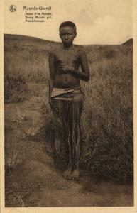 Ruanda-Urundi, Young Mututsi Girl (1920s) Postcard