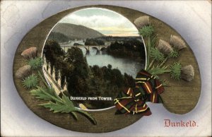 Dunkeld Scotland SCOT Thistle Painting Palette Border c1910 Vintage Postcard