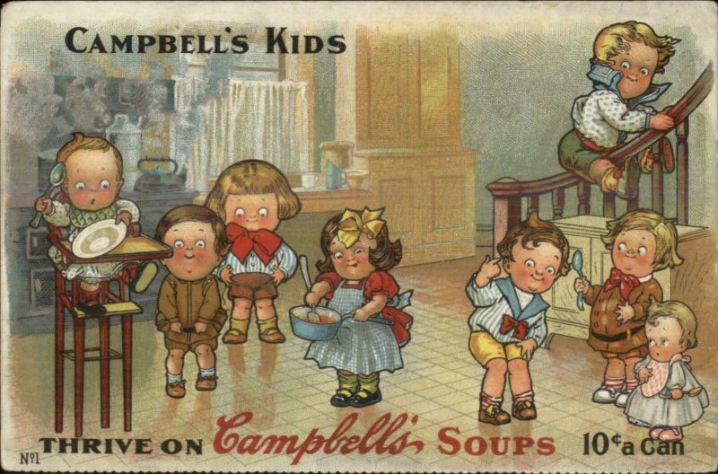 Campbell's Soup Kids #1 in Series c1910 Postcard