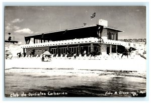 Club DE Oficiales Caibarien Cuba Real Photo RPPC Postcard (G22)