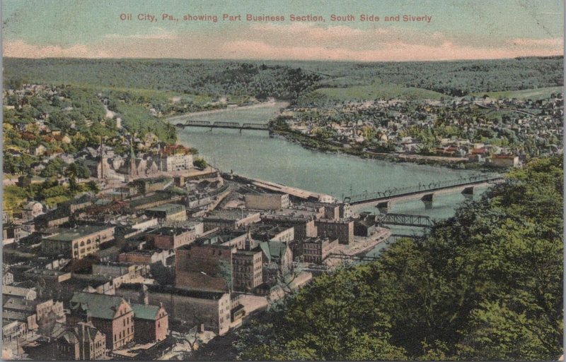 Postcard Oil City PA Showing Part Business Section South Side