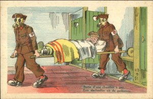 Military Humor Soldiers Gas Masks Farting in Sleep? Vintage Postcard