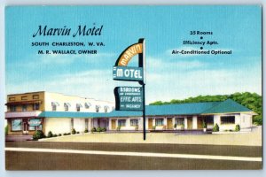Charleston West Virginia Postcard Marvin Motel Exterior Roadside c1940's Vintage