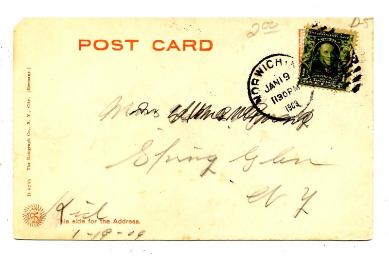 NY - Norwich. Chenango River     (stain, corner missing)