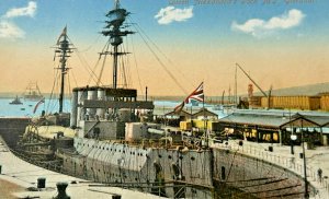 Royal Navy Queen Alexandra's Dock Battleship #2 Gibraltar Postcard