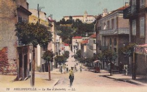 Philipeville Algerien La Rue d'Austerlitz Antique 1913 Postmark Colour Postcard