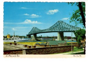 Cruise Ship in Harbour from the Fort,  Montreal, Quebec, Bridge, 1969