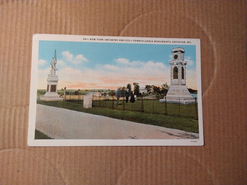 1920's/30's NY Infantry and PA Monuments, Antietam, Maryland Milita...