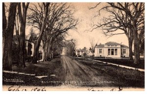 Connecticut  Ellington Street showing Library