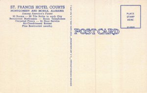 Linen Postcard St. Francis Hotel Courts in Montgomery and Mobile, Alabama~128985