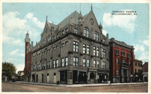 Vintage Postcard 1917 Masonic Temple Williamsport Pennsylvania PA