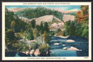 Oconalufty River,Adjoining Great Smokey Mountains Postcard 