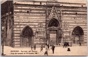 VINTAGE POSTCARD FRONT FAÇADE OF THE MESSINA CATHEDRAL ITALY 1910s