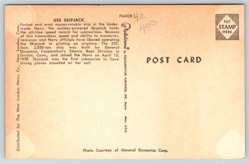 Military~USS Skipjack~Underwater Navy~Nuclear-Powered Attack Submarine~Vtg PC