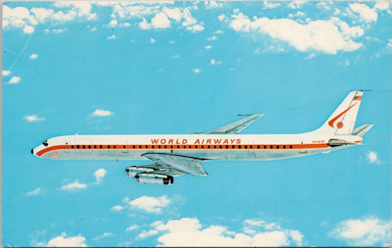 World Airways DC-8 Airplane Aviation Unused Postcard F18