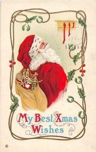 F97/ Santa Claus Christmas Postcard c1914 Columbus Ohio Toys Stockings 23