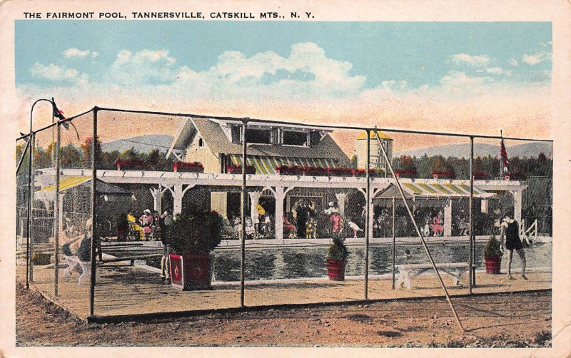 The Fairmont Pool, Tannersville, Catskill Mtns., New York, Early Postcard, Used