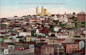 Seattle WA First Hill showing Cathedral Unused Mitchell Postcard G92