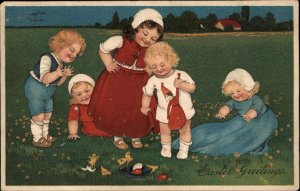 Easter Children Play Embossed PFB c1900s-10s Postcard