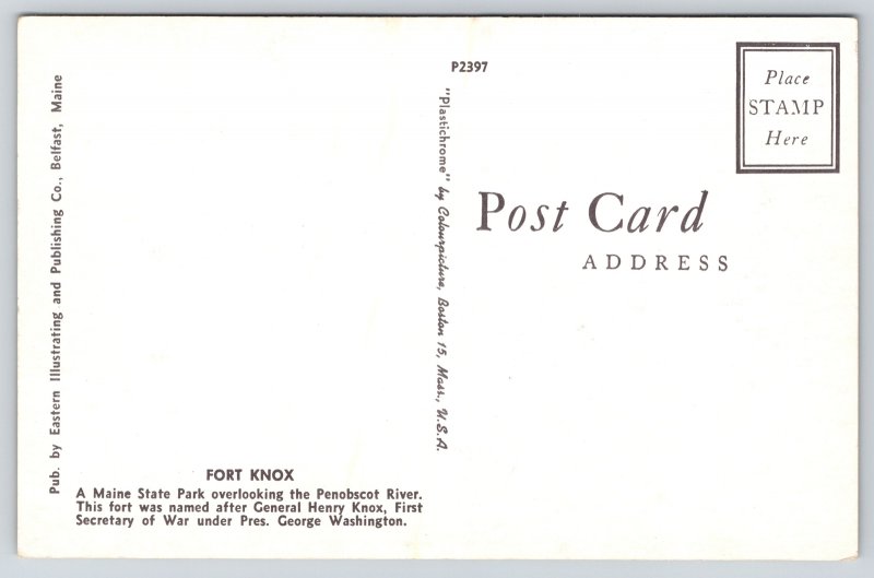 State View~Maine~Fort Knox State Park Overlooking Penobscot River~Vintage PC