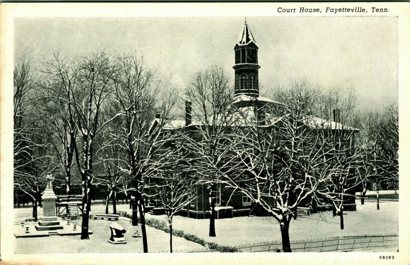 Courthouse Confederate Monument DAR CT Photo Finish Fayetteville TN Postcard C8