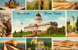 Utah Greetings With State Capitol Building and More 1957