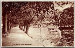 The River Ouse Bedford Inland Waterways Roadway along the Trees Postcard