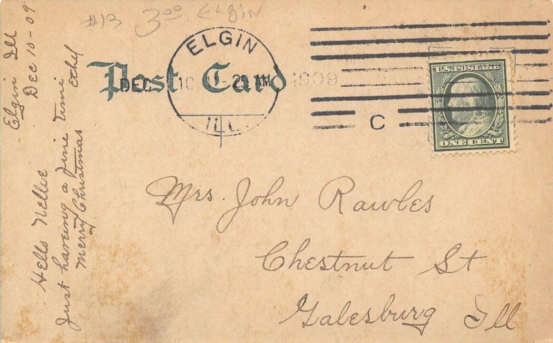 Elgin Illinois~Wing Park Brook~Victorian Girls on Rustic Bridge~CU Williams~1908