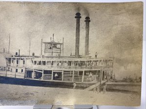 Vintage SPREAD EAGLE Steamboat at the Dock RPPC Steamer Postcard
