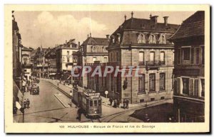 Old Postcard Mulhouse Banque de France and rue du Sauvage