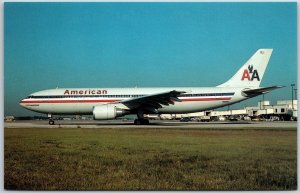 Airplane American Airbus A300B4-650R Luxury Liner NY to San Jose Route Postcard