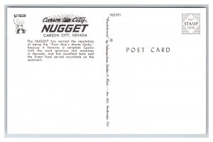 Night View Nugget Casino Carson City Nevada NV UNP Chrome Postcard R8