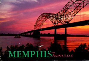 Tennessee Memphis Hernando De Soto Bridge At Sunset