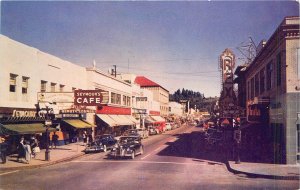 Postcard Oregon Eugene Street Scene 1940s Autos Roberts 23-307