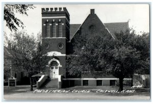 1947 Presbyterian Church Scene Street Caldwell Kansas KS RPPC Photo Postcard