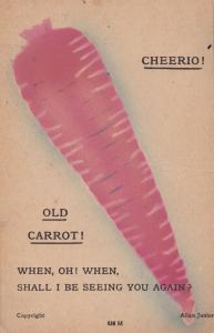 Goodbye Old Carrot Friend Cheerio Antique Vegetable Songcard Poetry Postcard