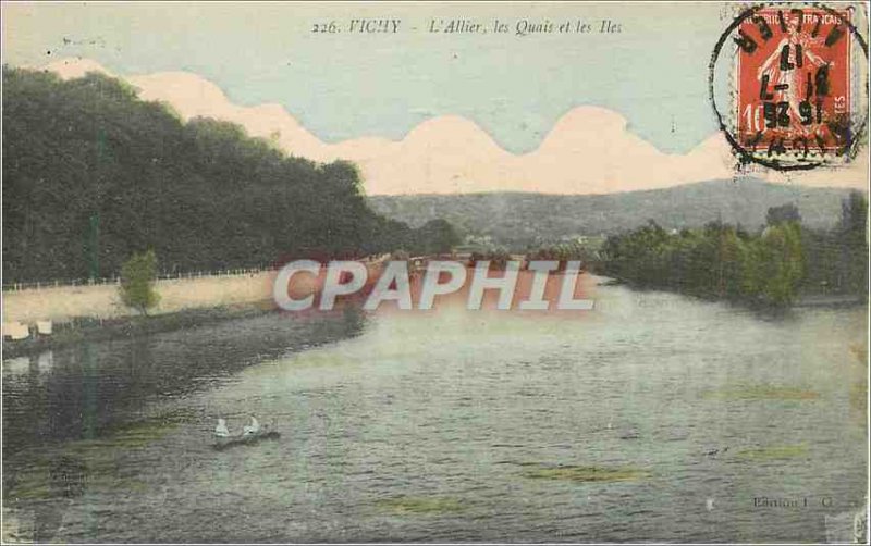 Old Postcard Vichy Allier Quays and the Islands