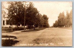 Wisconsin RPPC Real Photo Postcard - Street Scene - Phillips - 1927