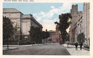 College Street New Haven Connecticut 1920c postcard