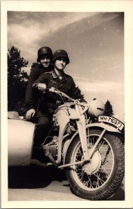 Mint Germany WW2 Wehrmacht Motorized infantry Soldiers Riding Bike RPPC Postcard