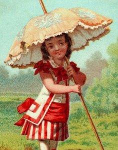 1880's Sharpless & Sons Importers Dry Goods Adorable Girl Big Parasol P156