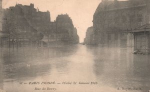 Vintage Postcard Cliche 31 Janvier 1910 Rue De Berey Oaris Inonde Paris France