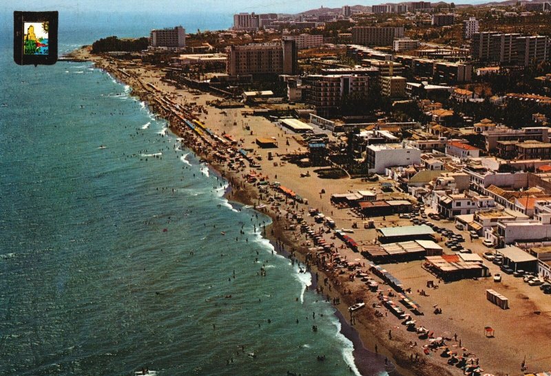 Vintage Postcard Porremolinos Costa Del Sol Vista Aerea Gran Playa De Monteman