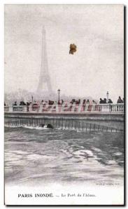 Old Postcard Paris Flooded Bridge of & # 39Alma Eiffel Tower