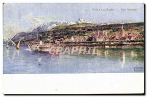 Old Postcard Evian les Bains Vue Generale Boat