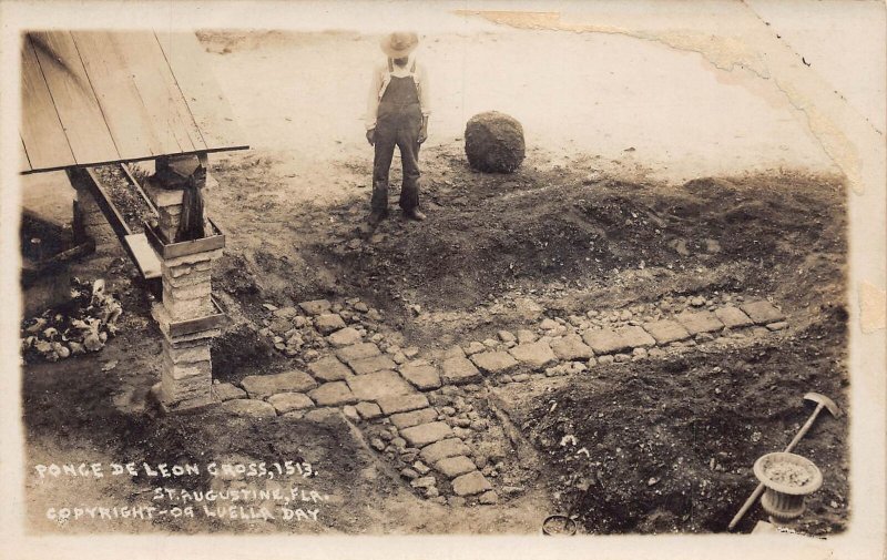 J82/ St Augustine Florida RPPC Postcard c1910 Ponce De Leon Cross  329